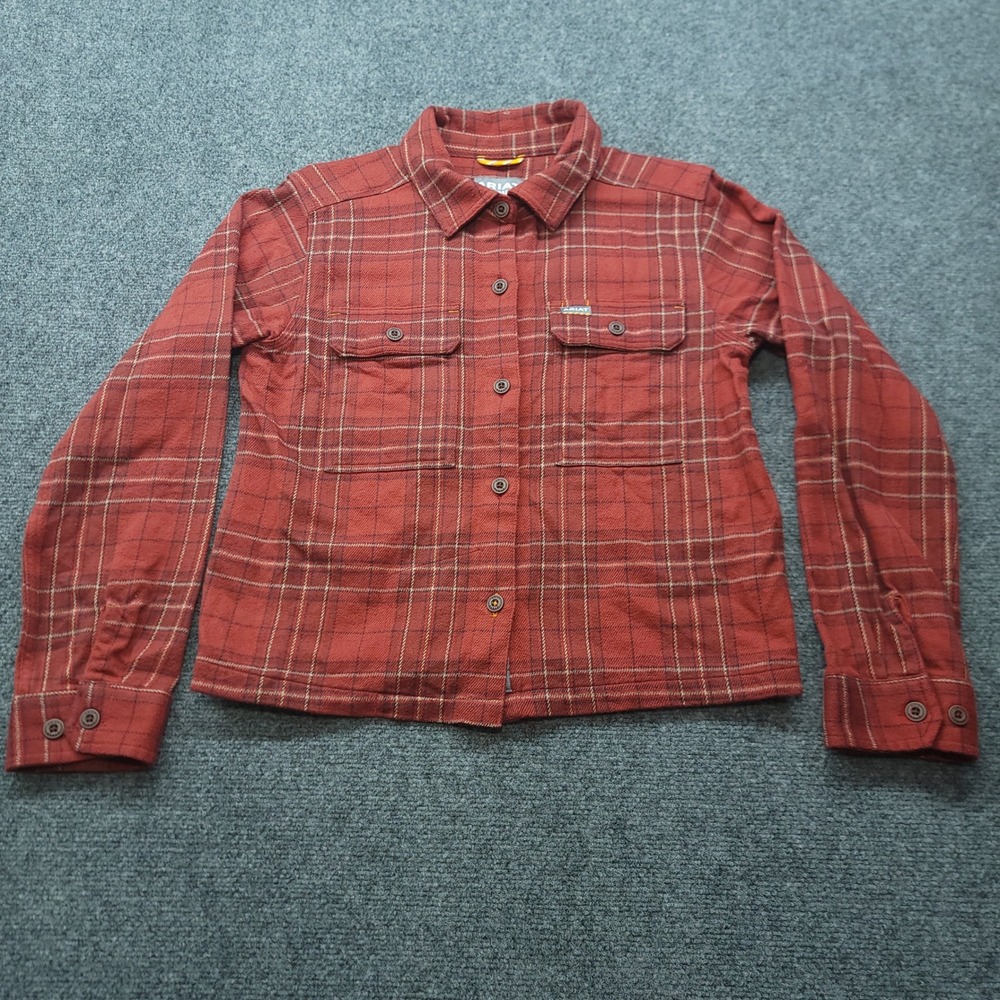 Ariat Rebar Womens Heavy Flannel Long Sleeve Work Shirt Red Plaid‎ 10062727 S